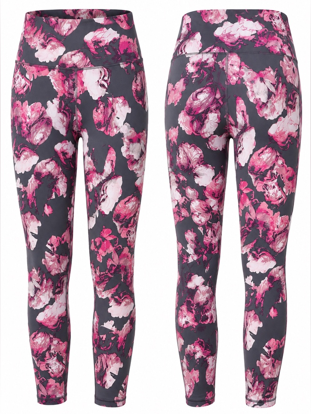 Victoria Sport Knockout Floral Leggings Women’s XL Pink Gray 7/8 High Rise